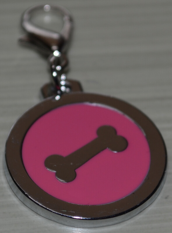 Tag Pink with Silver Bone Shape on circle shape