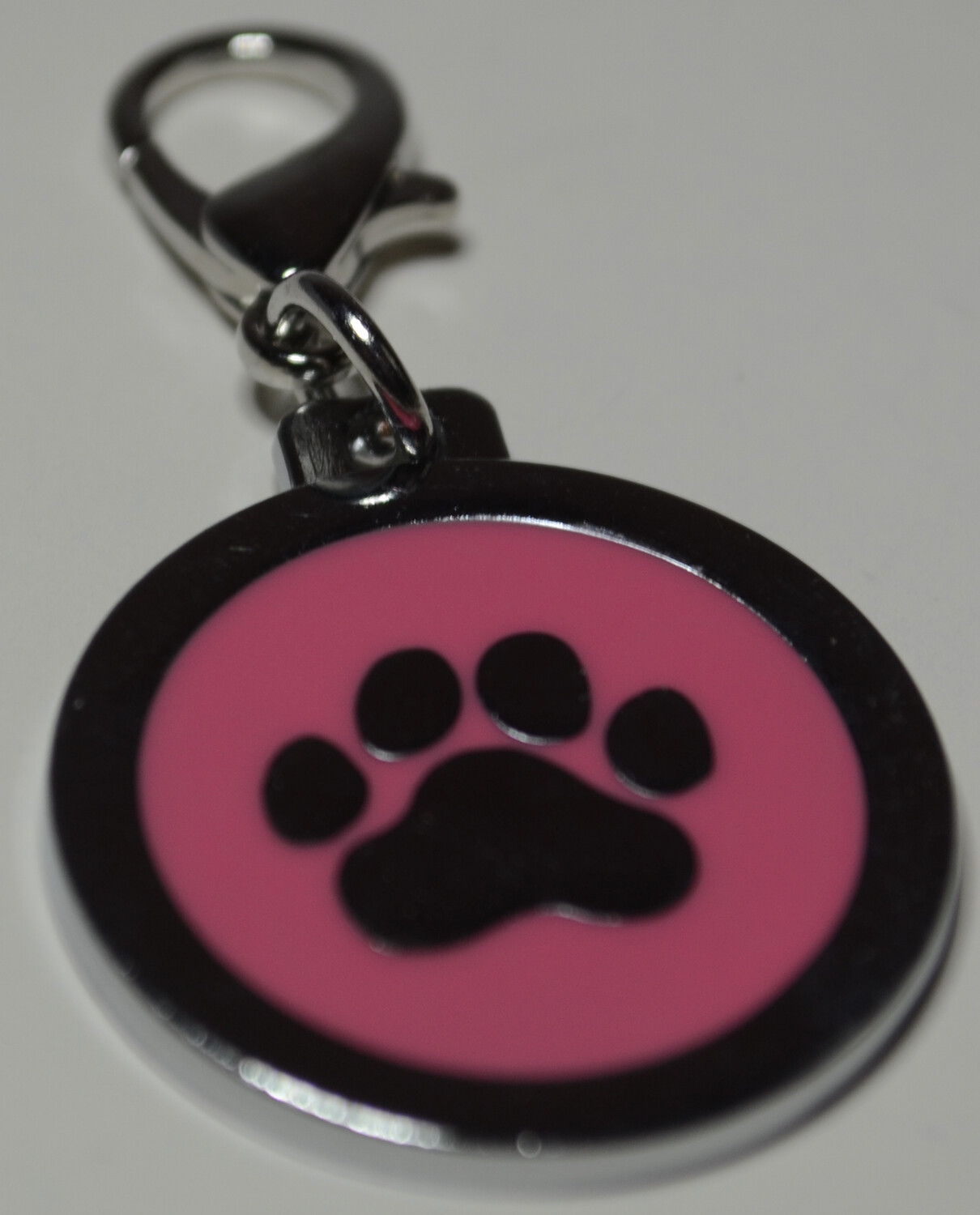 Tag Pink with Silver Paw Shape on circle shape
