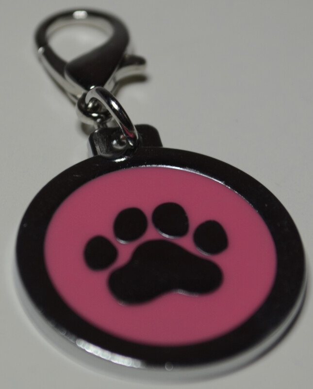 Tag Pink with Silver Paw Shape on circle shape