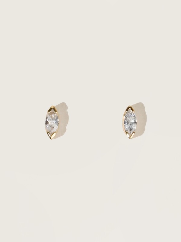 Marquise Stud Yellow Gold