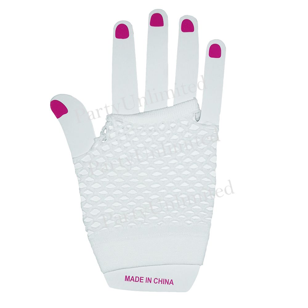 Short fishnet glove white