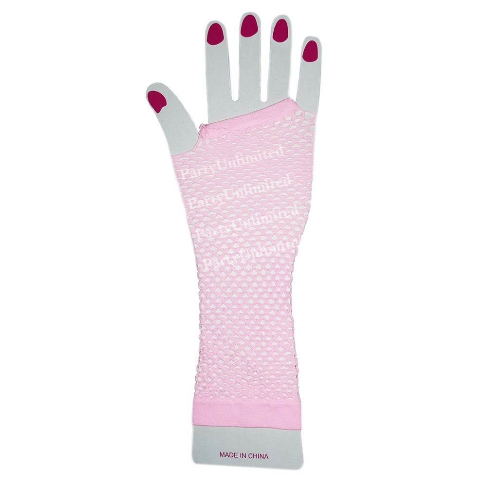 Long fishnet glove light pink