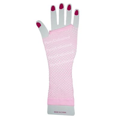 Long fishnet glove light pink