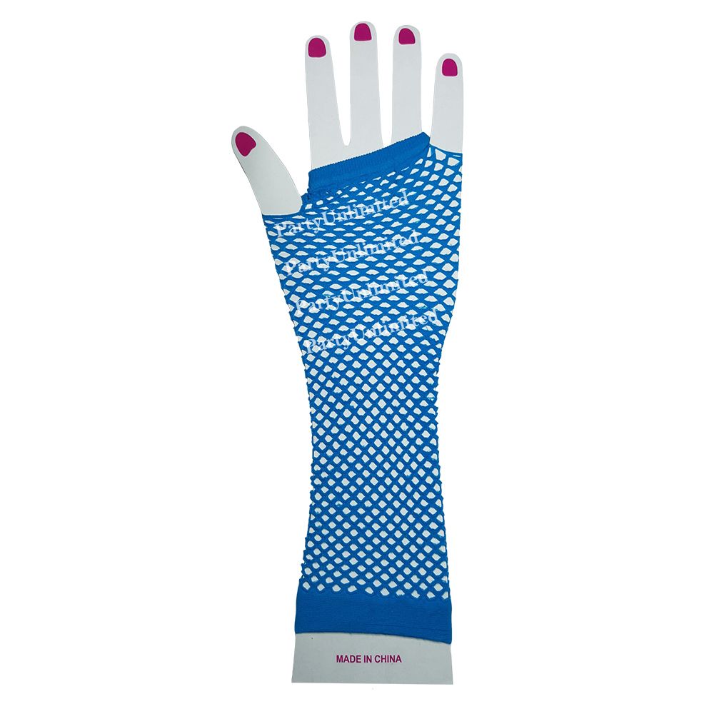 Long fishnet glove blue