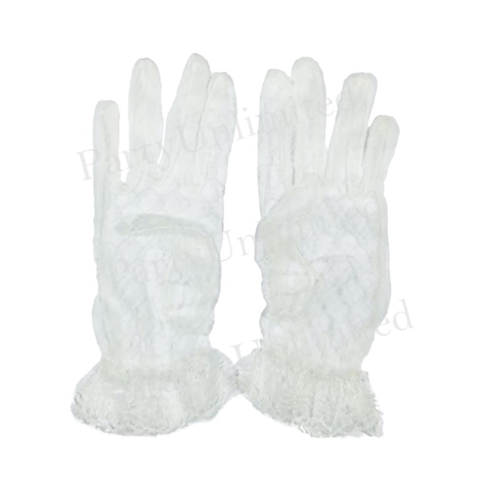 Lace gloves short white