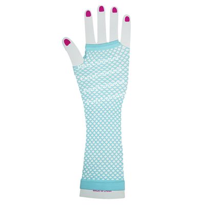 Long fishnet glove light blue