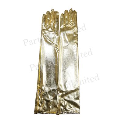 Long shiny gold gloves