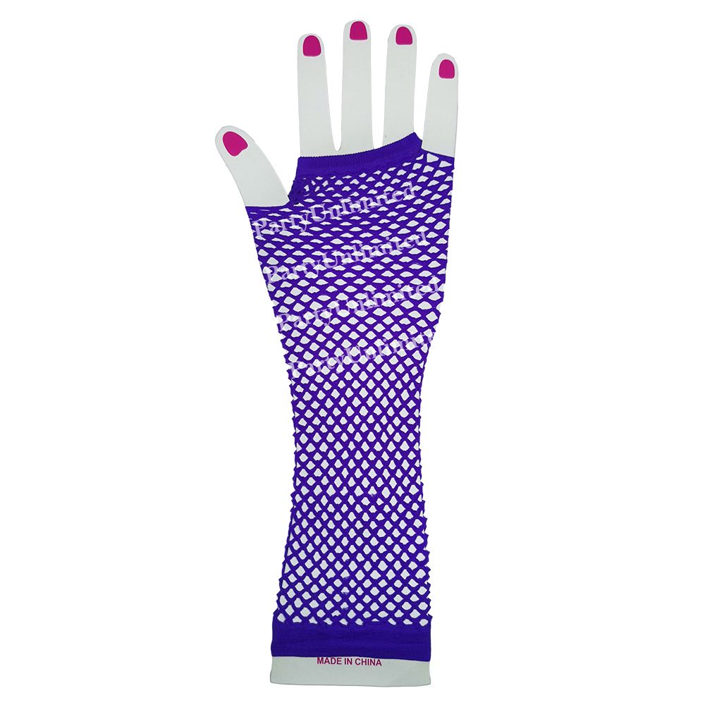 Long fishnet glove purple