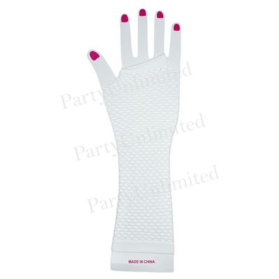 Long fishnet gloves white