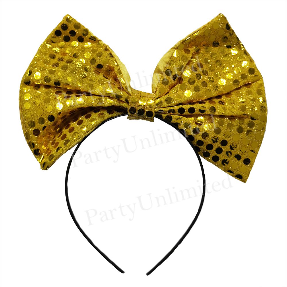 Sequins bow headband gold large bow