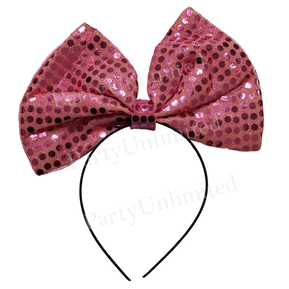 Sequins bow headband pink large bow