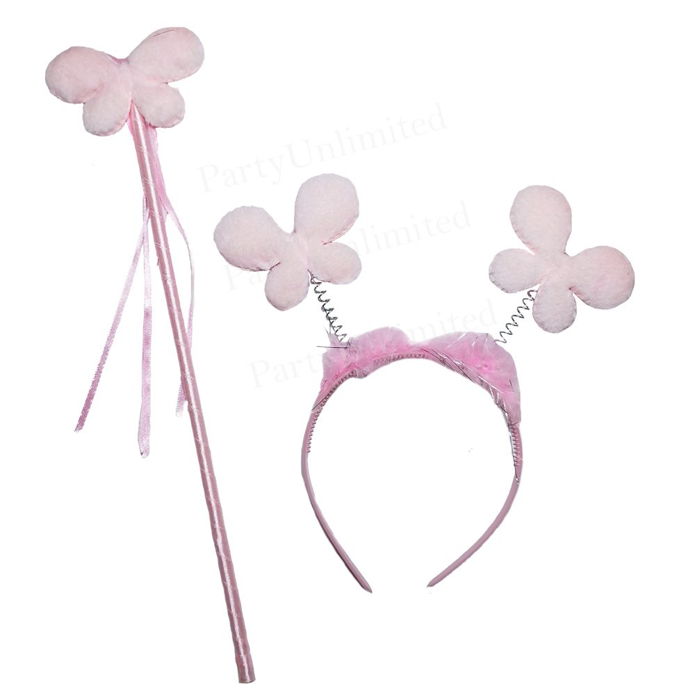Butterfly headband and wand set pink