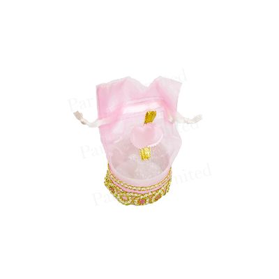 Baby shower pink round organza bag 12pcs