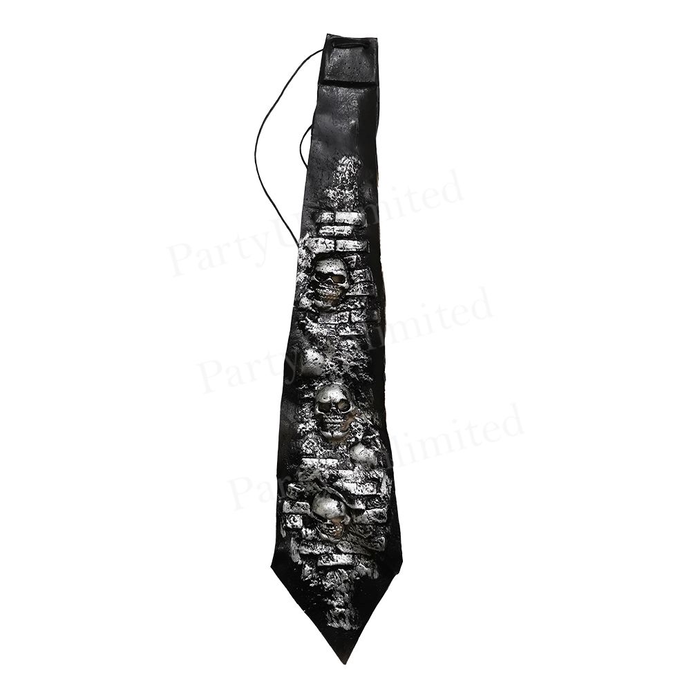 Horror rubber Tie silver skull