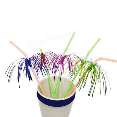 Cocktail Straws with Tinsel 12pcs