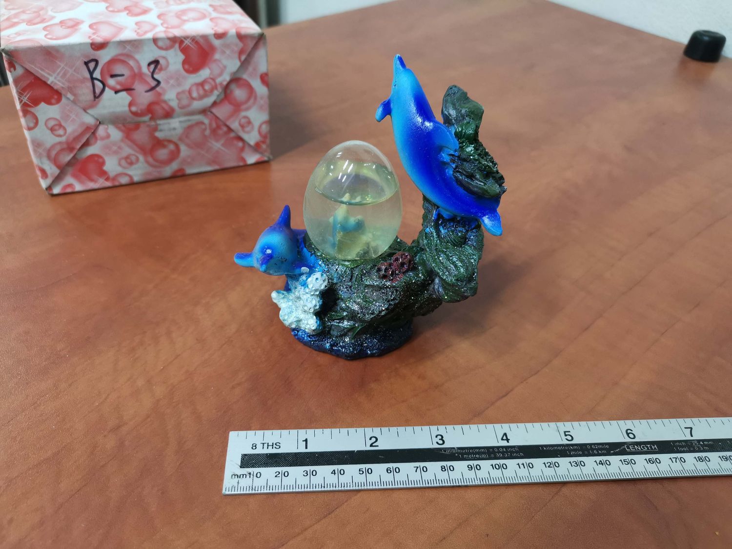 Porcelain &amp; glass dolphin B-3