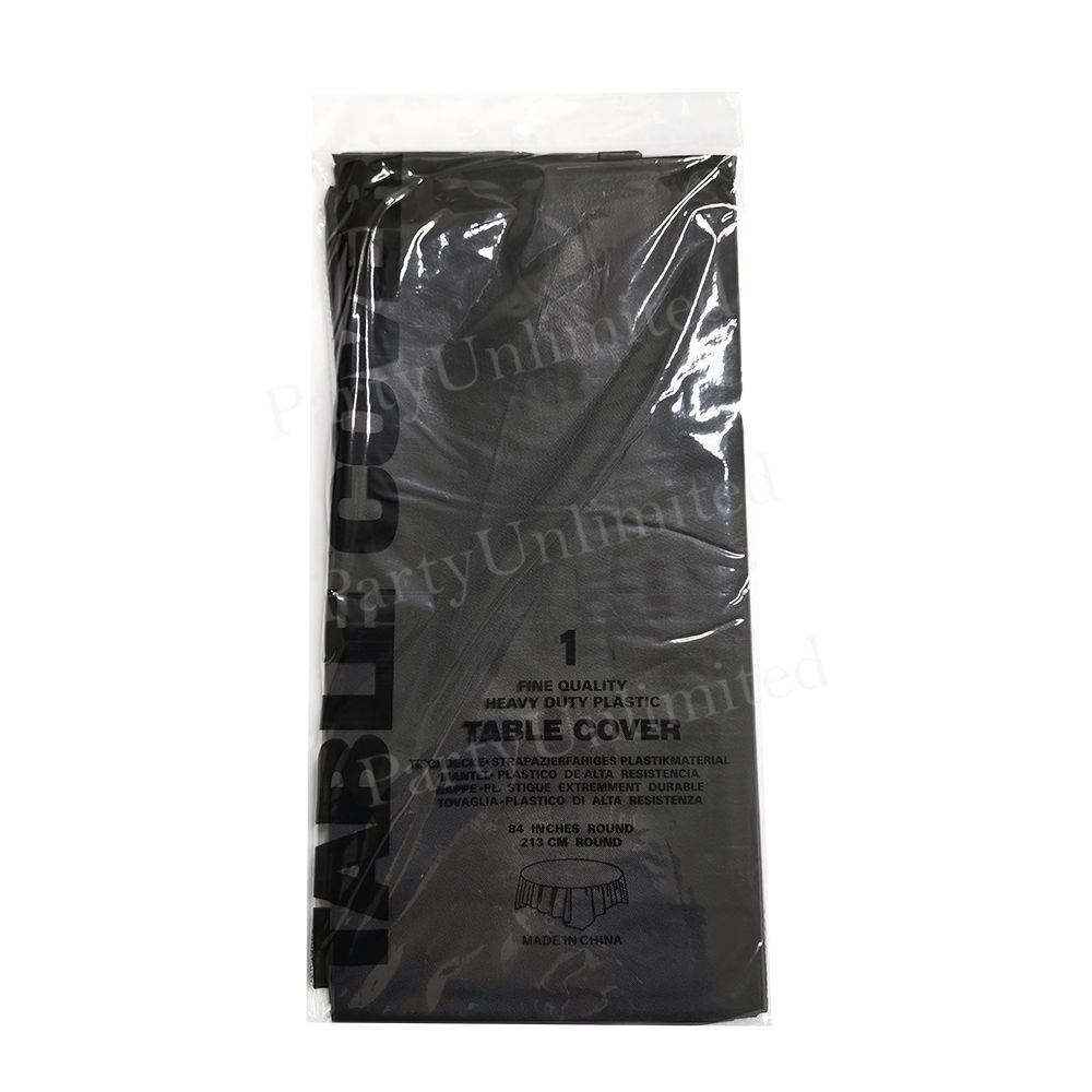 Table Cover plastic round 213cm Black