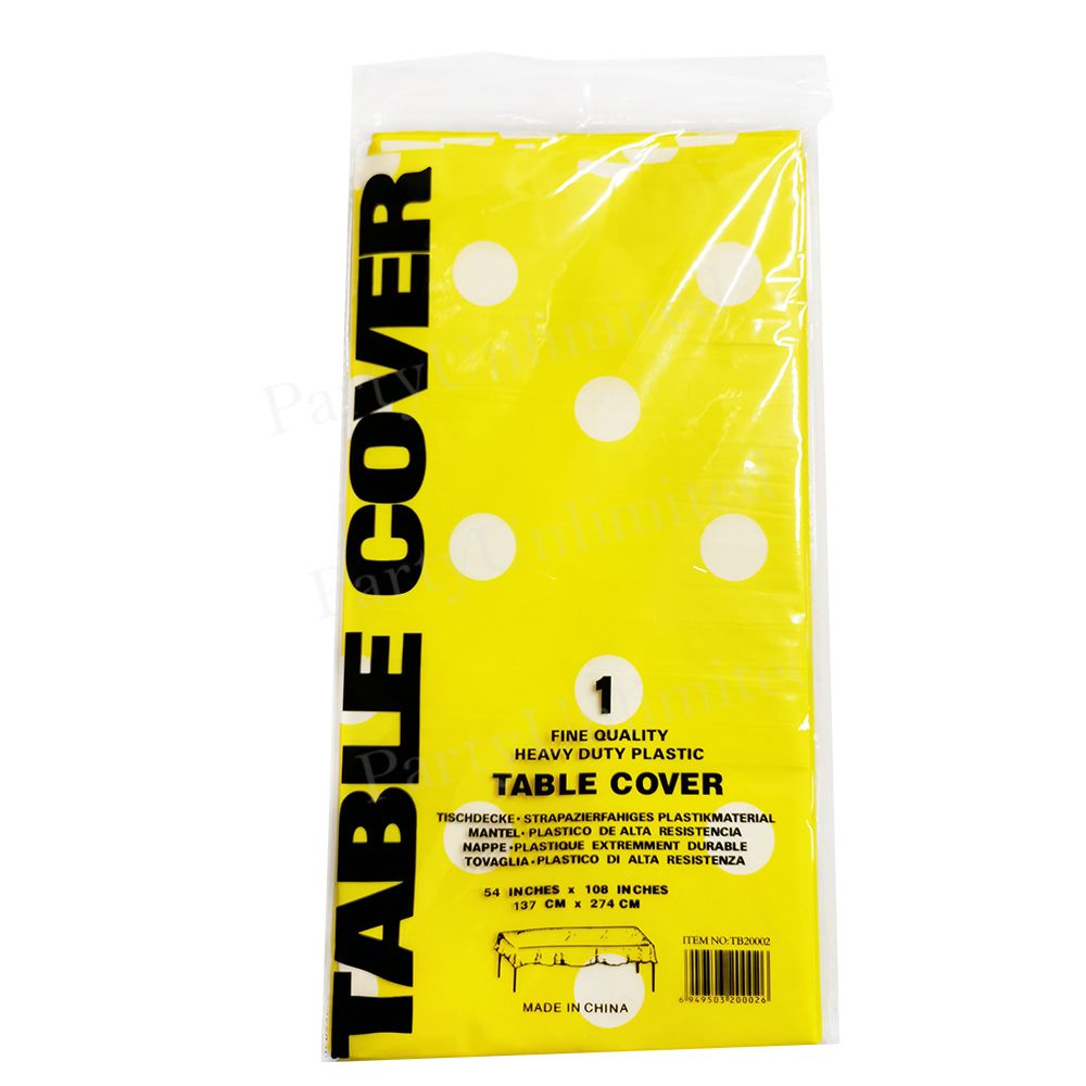 Table Cover plastic rectangle dotted 137x274cm Yellow