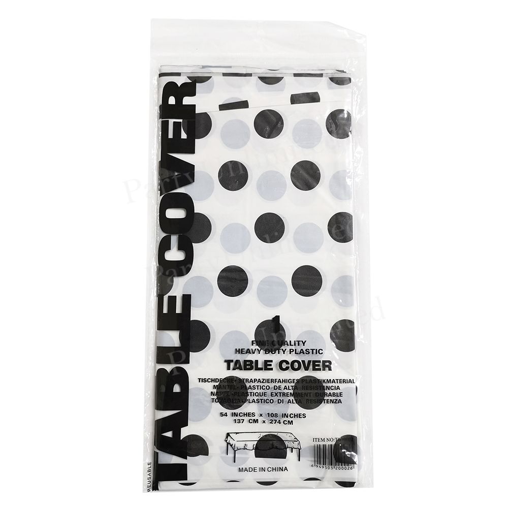 Table Cover plastic rectangle dotted 137x274cm White