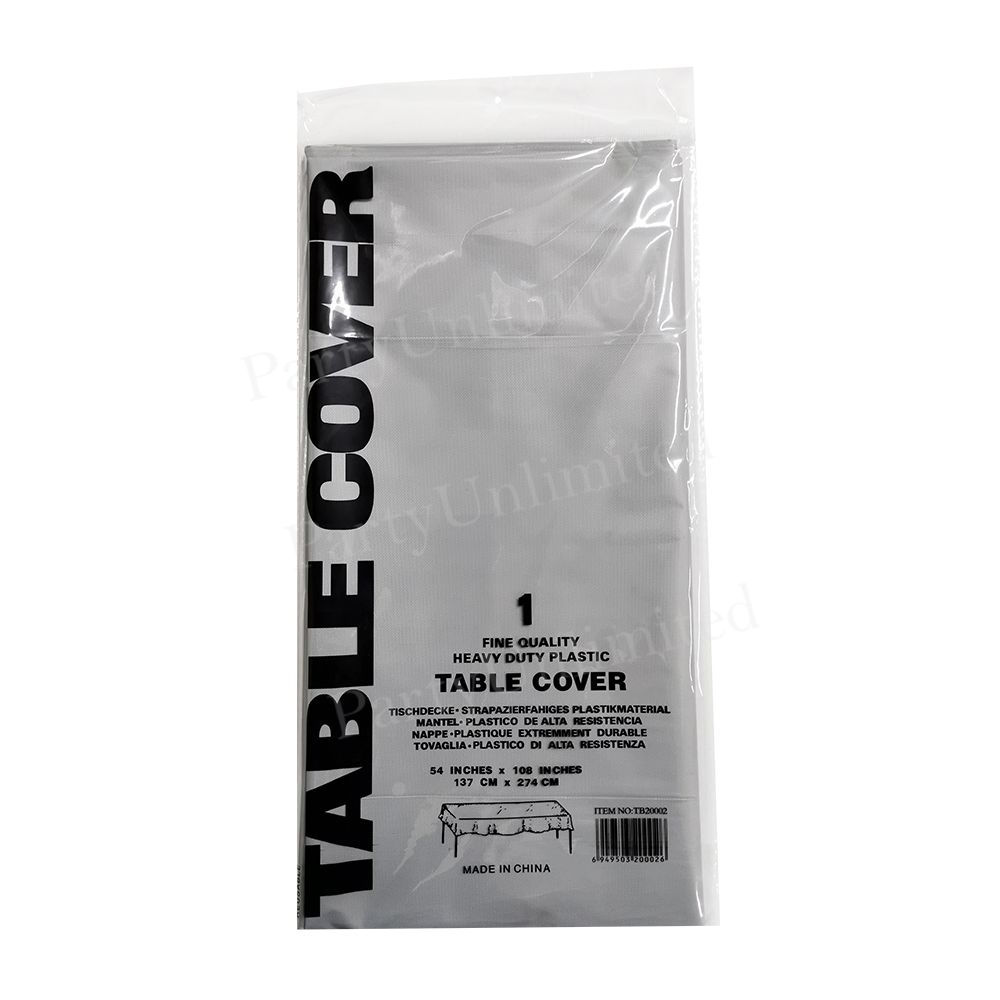 Table Cover Thick plastic rectangle 137x274cm Silver/Grey