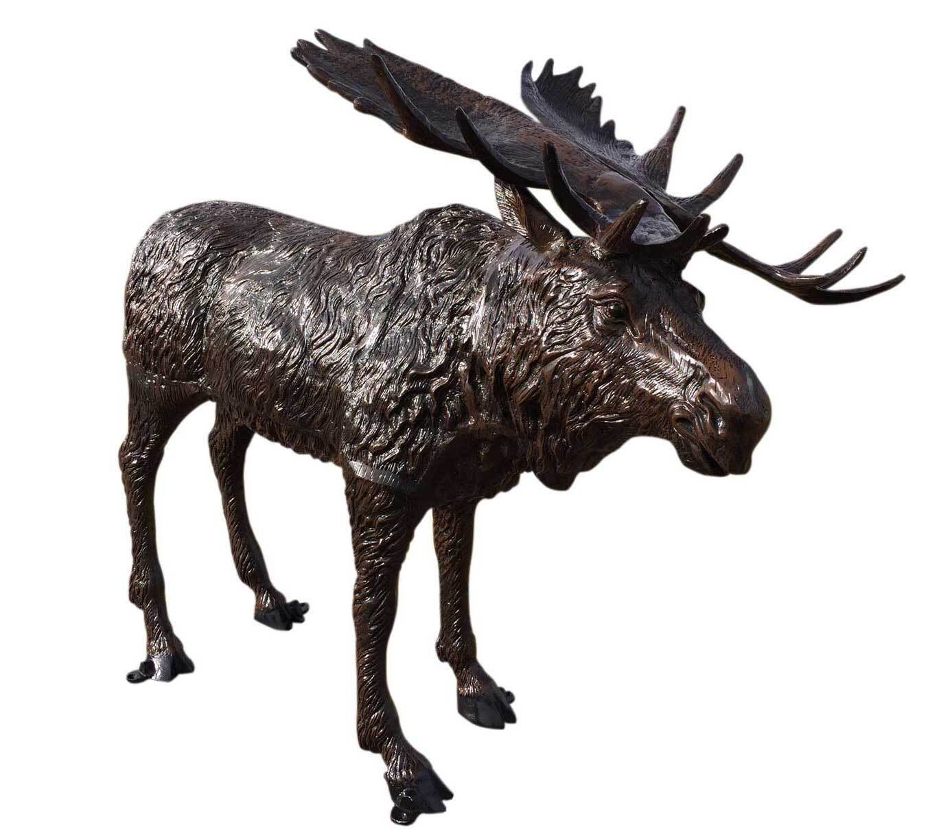 Life Size Moose Cast Aluminum Sculpture & Statue