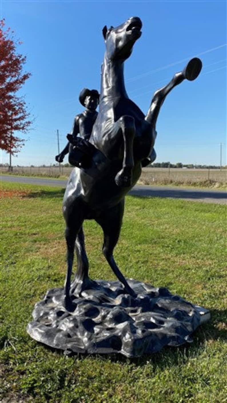 Bronco Rearing with Cowboy 9ft