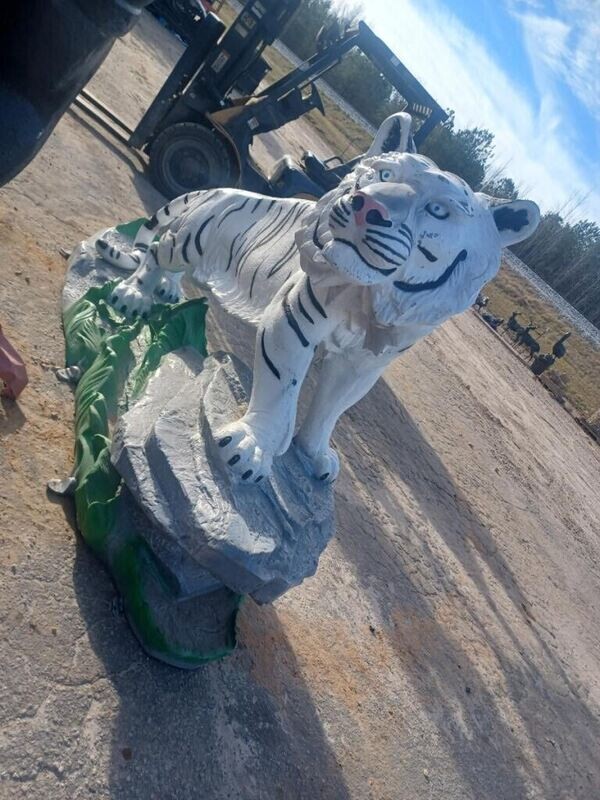 XL Tiger on rock hand painted
