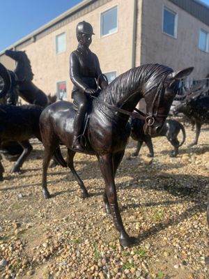 Horse with girl jockey Horse with girl jockey