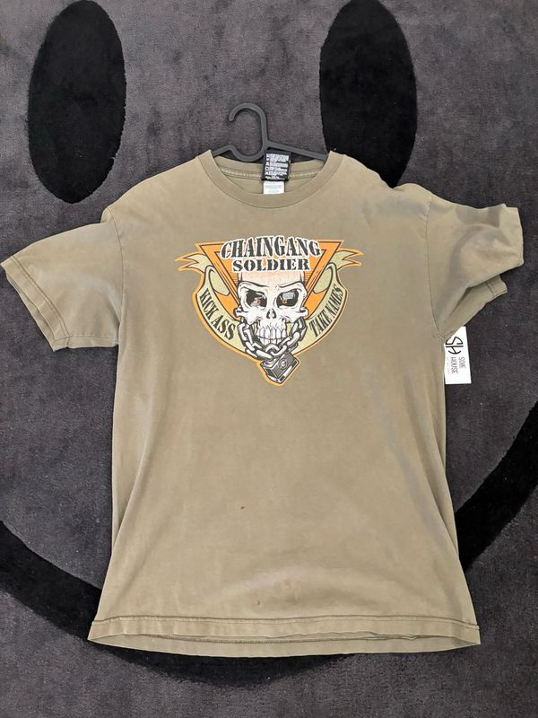 John Cena ChainGang Soldier Tee Green Size Large VINTAGE