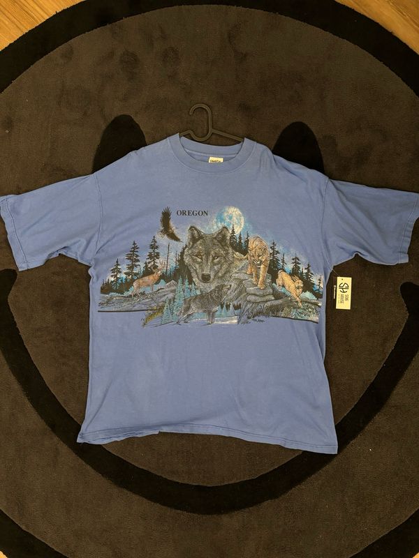 Oregon Wolf Tee Blue Size XXL VINTAGE