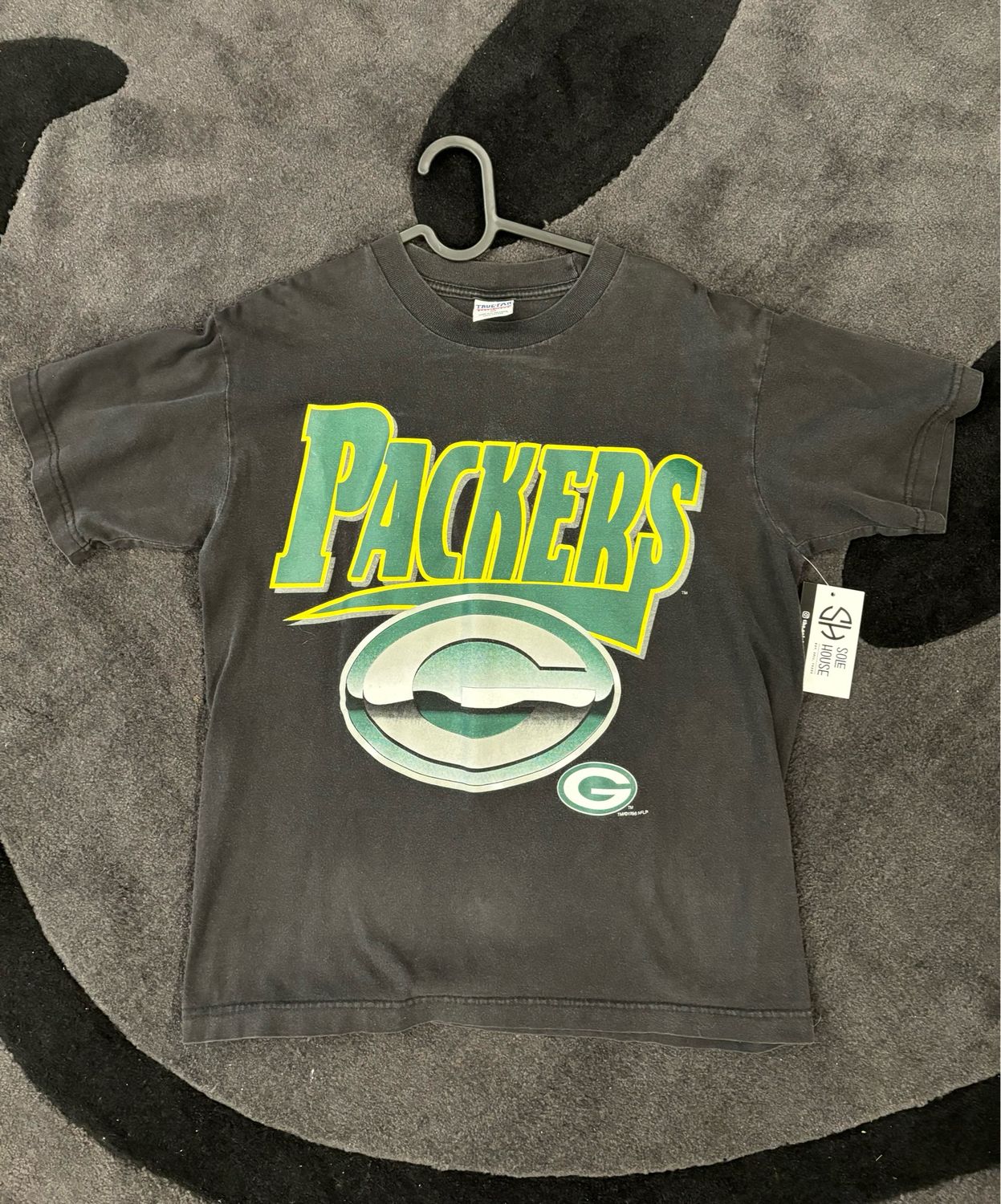 Packers Logo Tee Black Size Medium VINTAGE