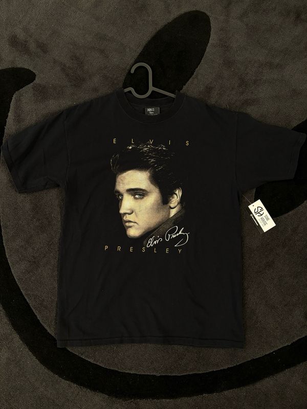 Elvis Big Head Tee Black Size Large VINTAGE