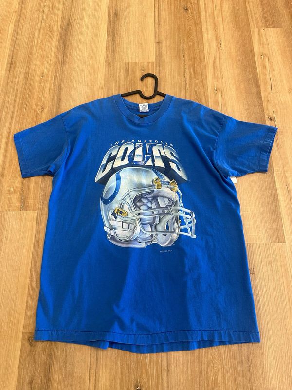 Indianapolis Colts Salem Helmet Tee Blue Size XL VINTAGE