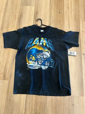 Los Angeles Rams Salem Helmet Tee Black Size Large VINTAGE