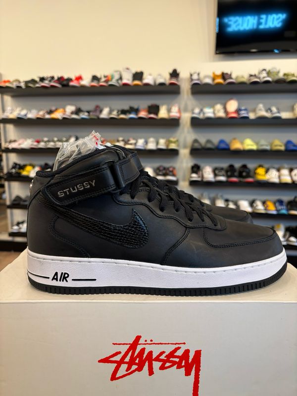 Nike Air Force 1 Mid Stussy Black Size 12 Brand New
