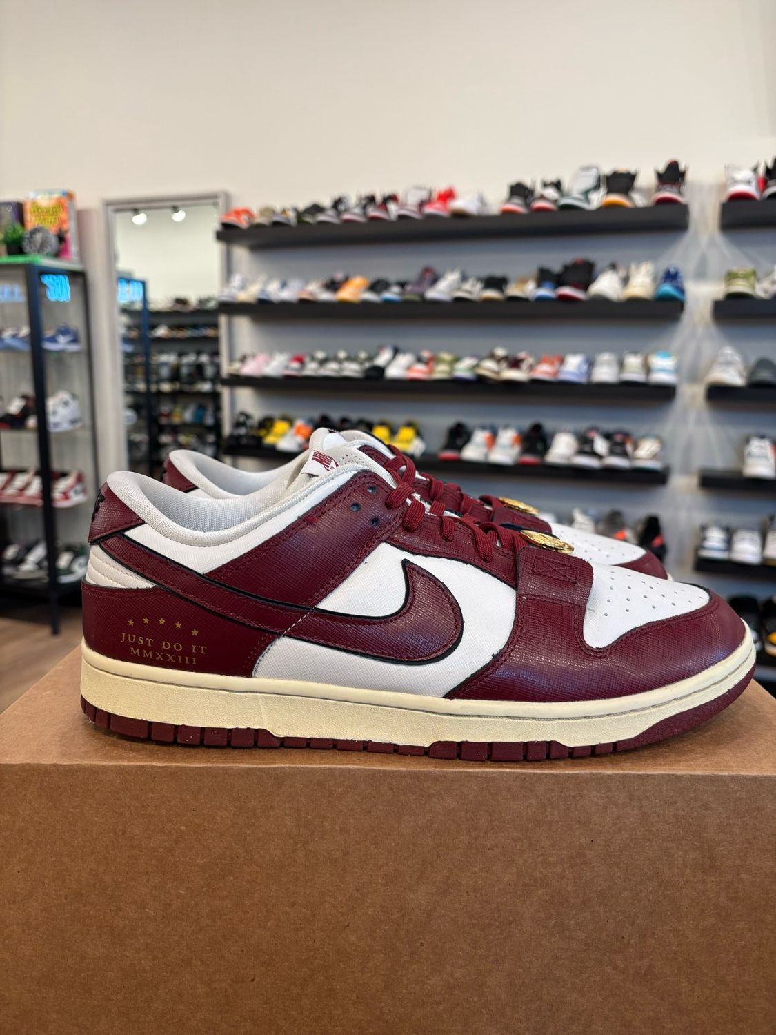 Nike Dunk Low Maroon White Size 10.5 (12W) Pre-Owned (No Box)