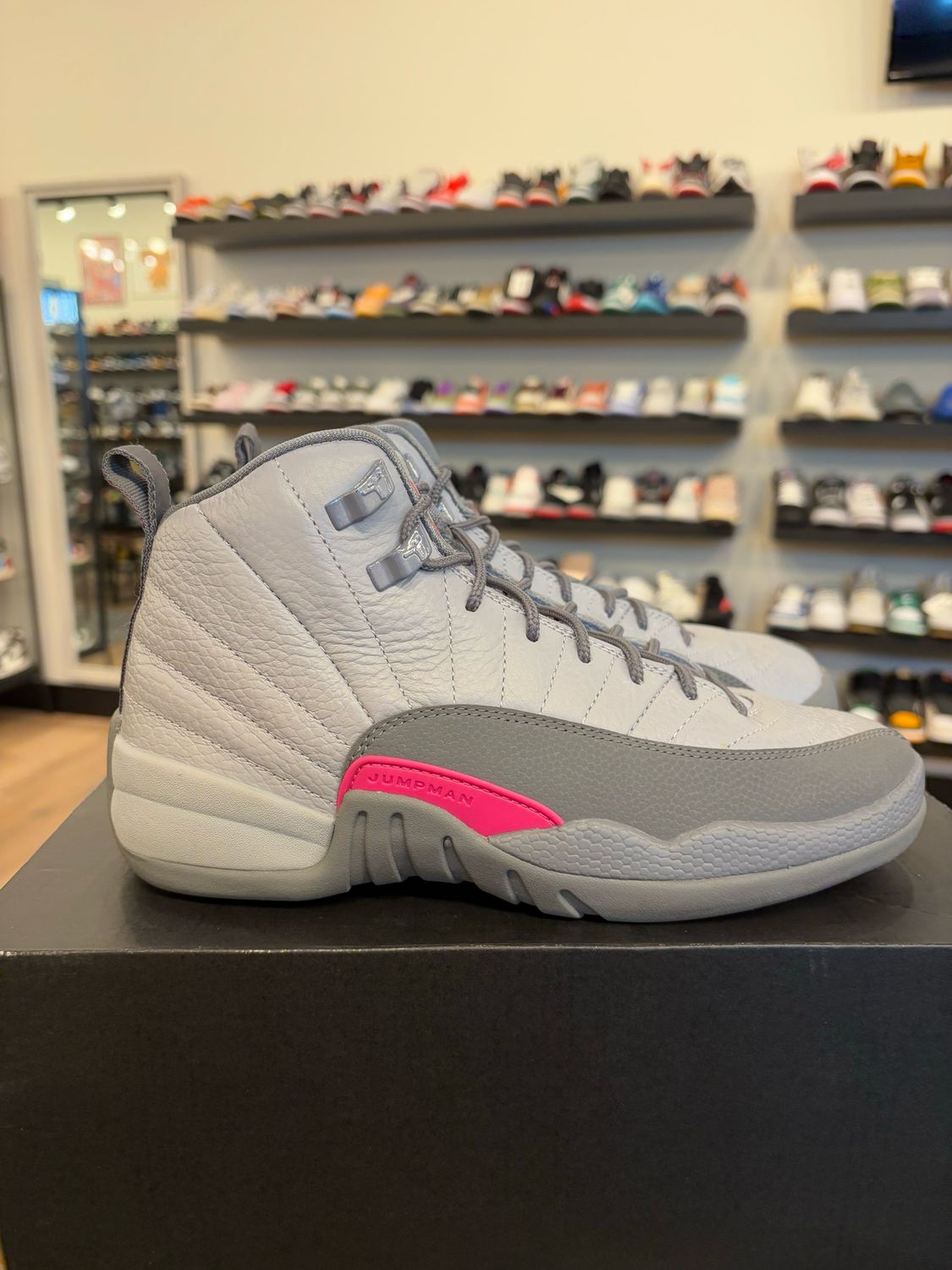 Jordan 12 Wolf Grey Pink Size 5.5Y (7W) Pre-Owned