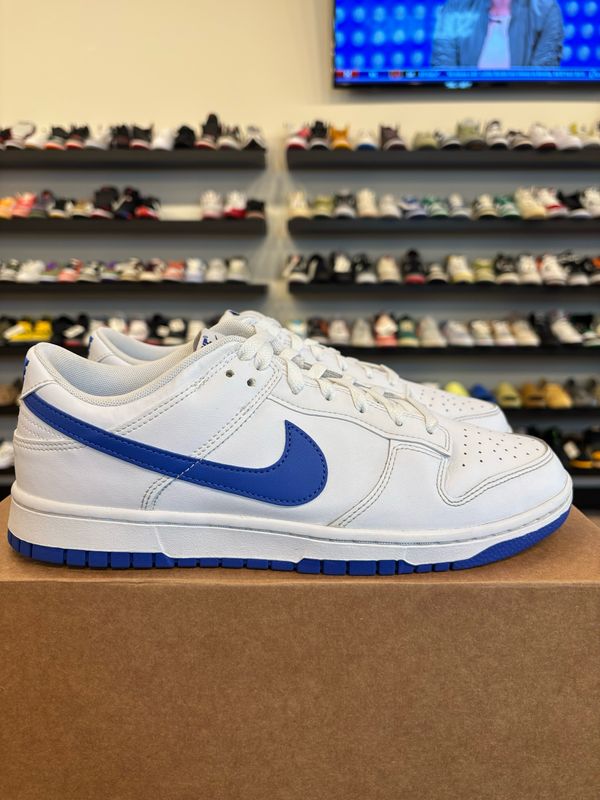 Nike Dunk Low White Blue Size 10.5 Pre-Owned (No Box)