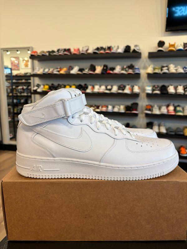 Nike Air Force 1 Mid Triple White Size 14 Pre-Owned (No Box)