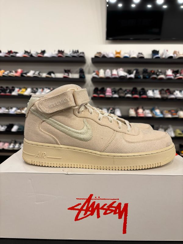 Nike Air Force 1 Mid Stussy Fossil Size 10 Pre-Owned