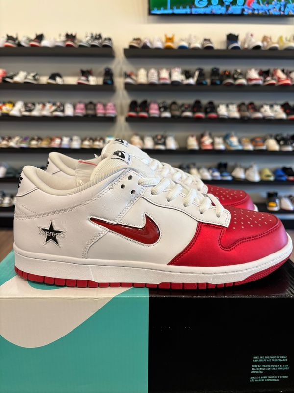Nike SB Dunk Low Supreme Jewel Swoosh Red Size 12 Brand New