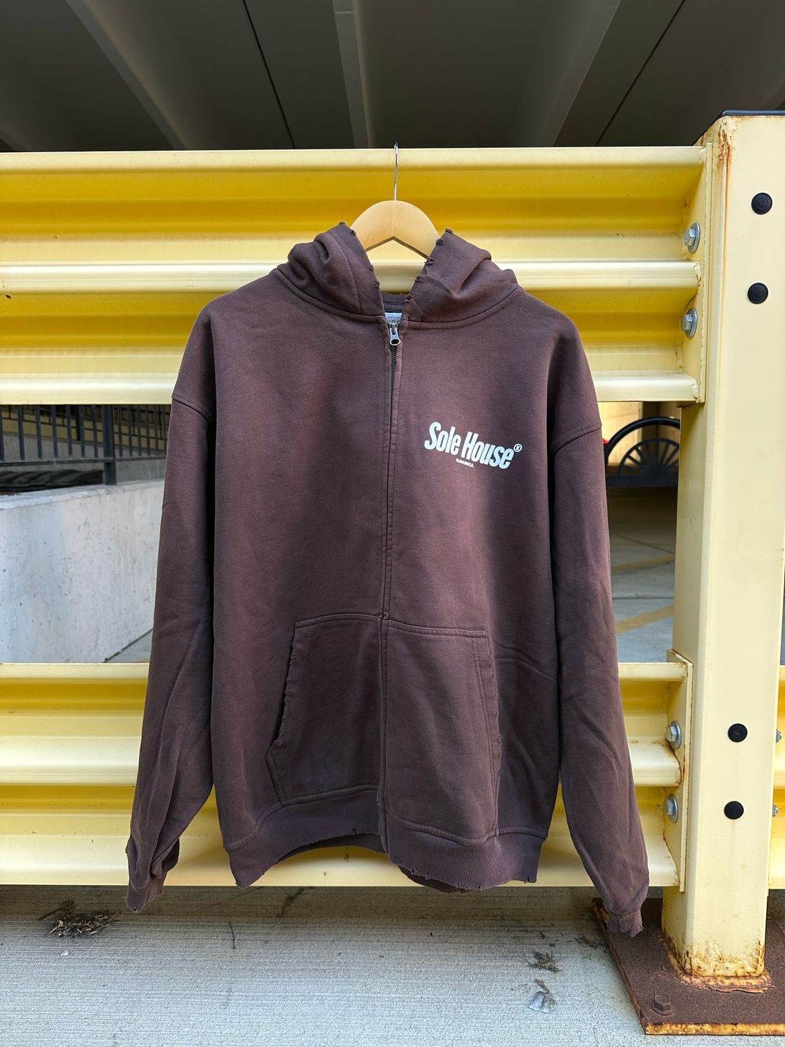 Sole House Premium Faded Zip Up Mocha Size Medium