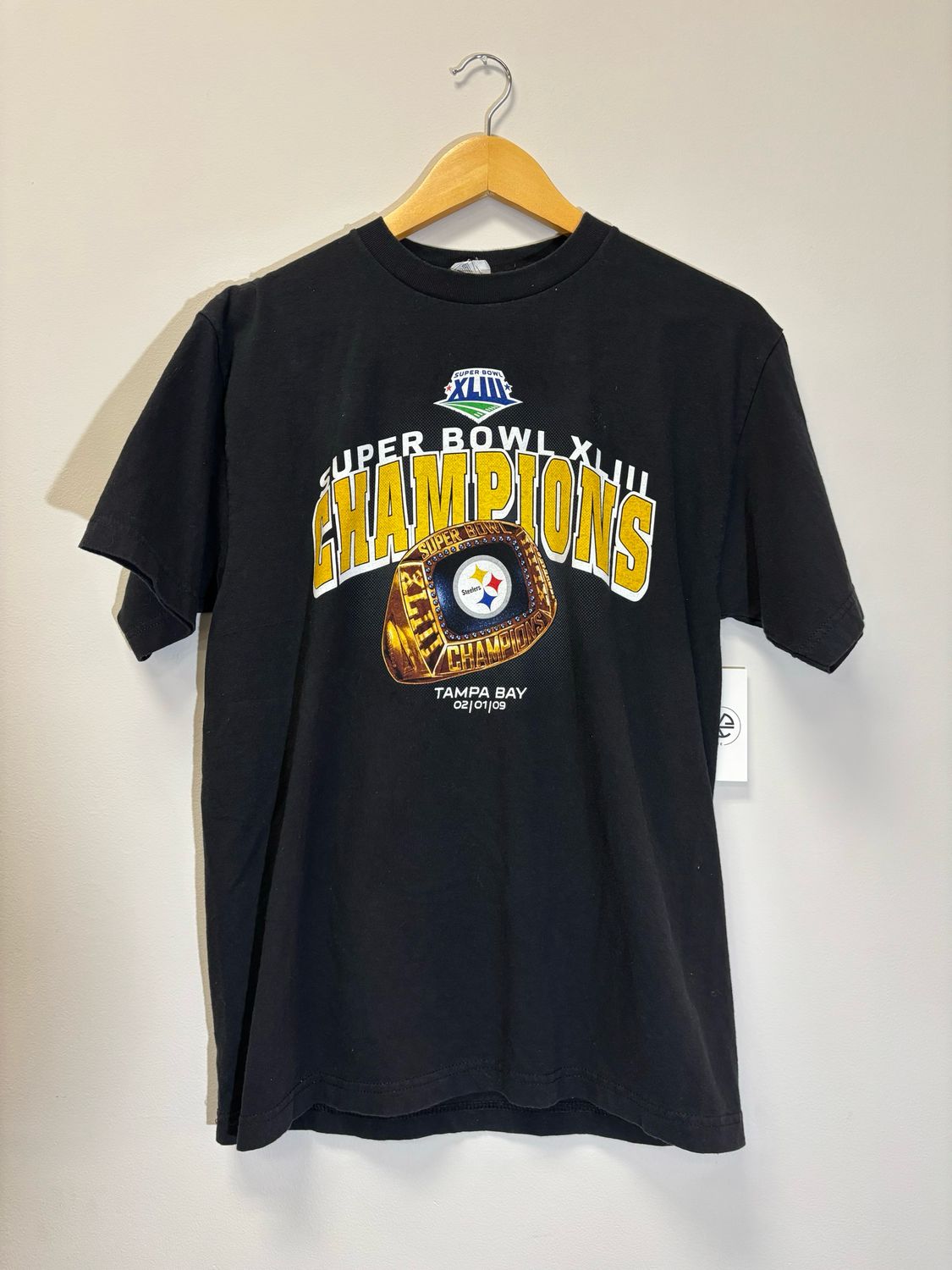 Steelers 2009 Super Bowl Champs Tee Black Size Medium VINTAGE