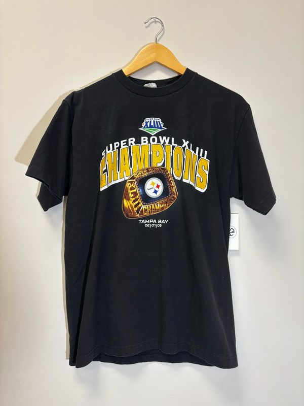 Steelers 2009 Super Bowl Champs Tee Black Size Medium VINTAGE