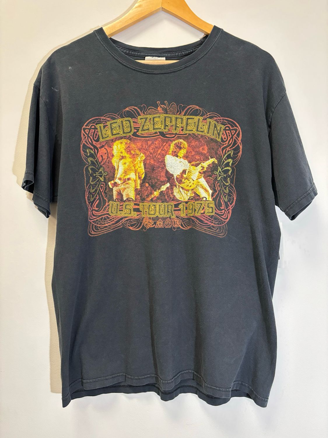 Led Zeppelin 1975 Tour Tee Black Size Large VINTAGE