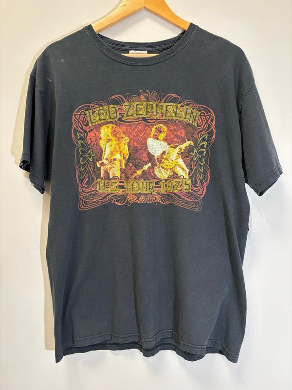 Led Zeppelin 1975 Tour Tee Black Size Large VINTAGE