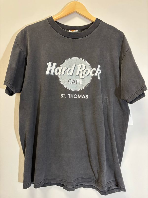 Hard Rock Cafe Tee St Thomas Tee Black Size Large VINTAGE
