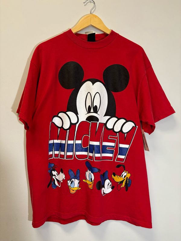 Mickey Mouse USA Tee Red Size XL VINTAGE