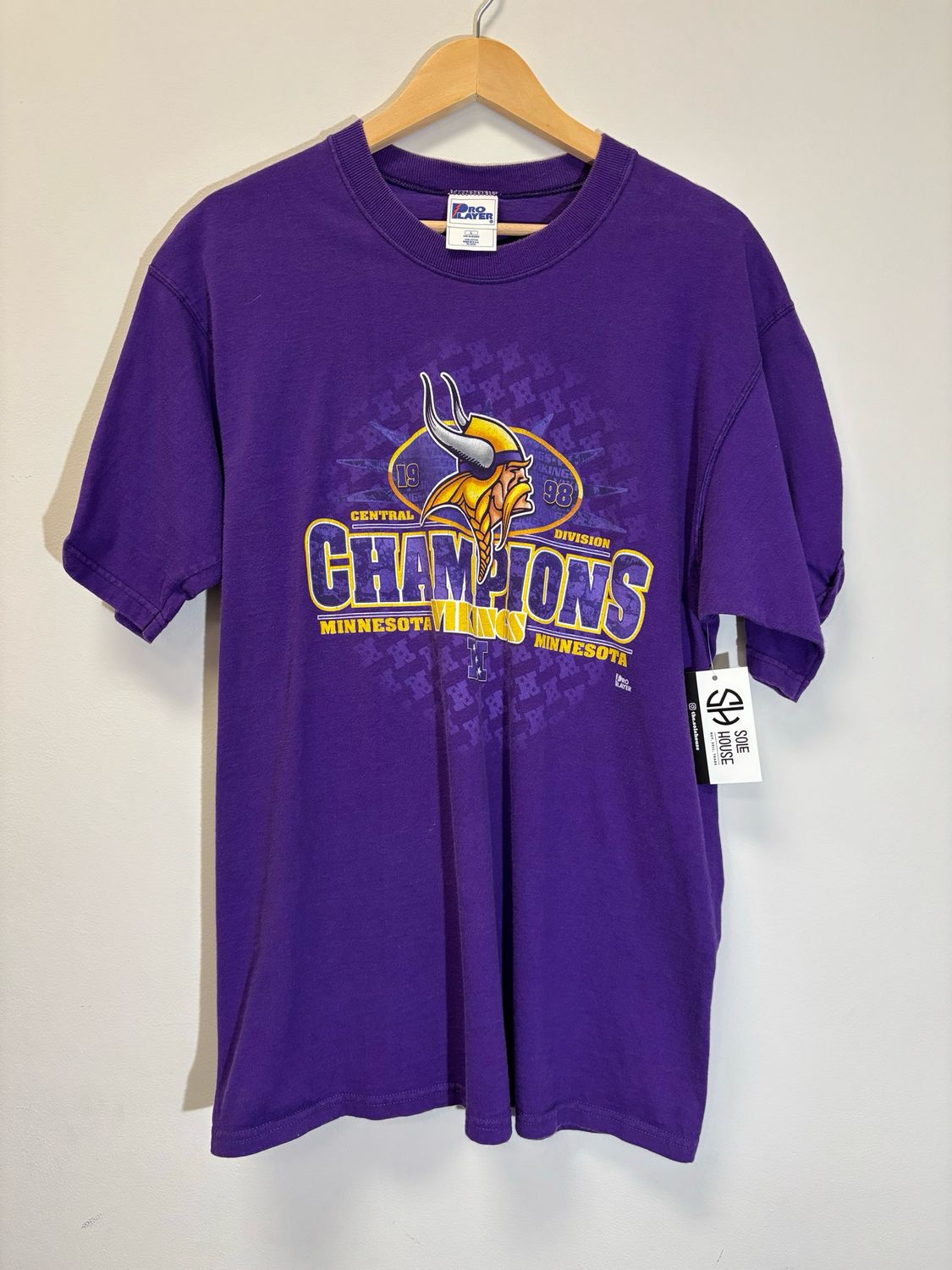 Vikings 1998 Central Division Champs Tee Purple Size Large VINTAGE