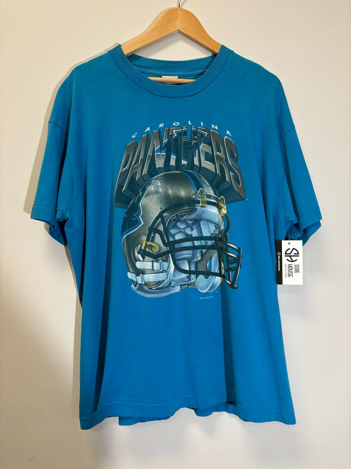 Carolina Panthers Salem Helmet Tee Blue Size XL VINTAGE
